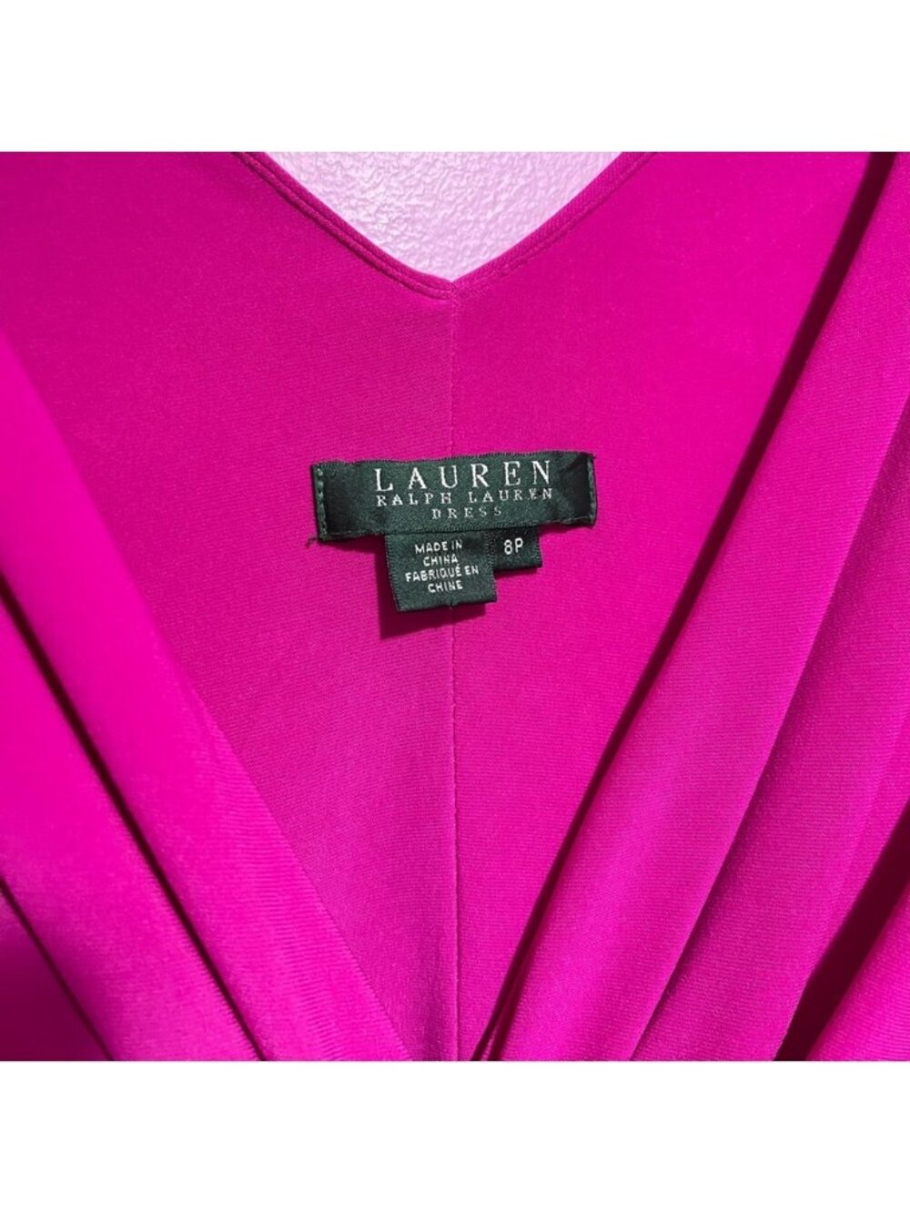 Lauren Ralph Lauren Magenta Wrap-Style Sleeveless‎ Dress Women’s 8 Petite - Picture 8 of 9